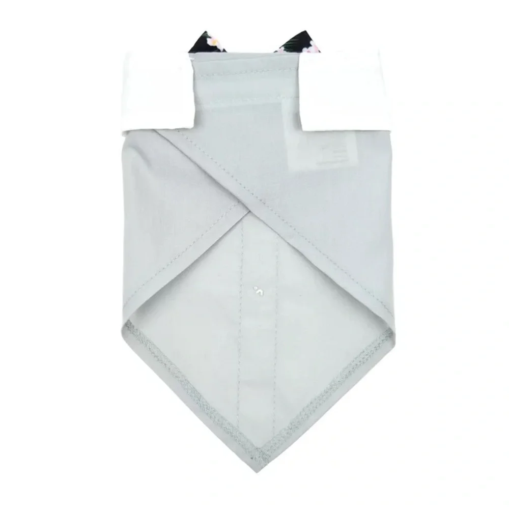 Gray Dog Bandana with Floral Bow Tie